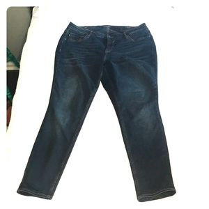 Medium to dark wash ankle length jeans